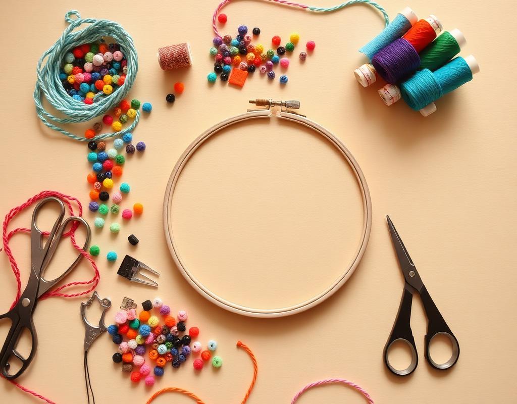 Werkplek met materialen voor handgemaakt werk